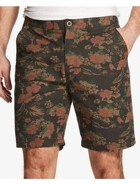 Weatherproof Vintage 40w Men's  Floral Flat Front Chino Zip-Fly Shorts